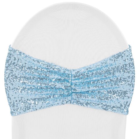 Baby Blue Ruffle Sequin Spandex Chair Band