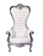 White and Silver Trim Throne Chair
