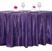 120” Round Sequin Tablecloth - Purple 