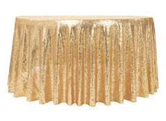 120” Round Sequin Tablecloth - Gold