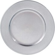 Plastic Beaded Charger Plates - Silver 