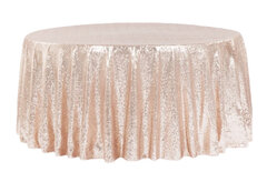 120” Round Sequin Tablecloth- Rose Gold