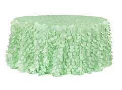 120” Round Petal Taffeta Tablecloth- Mint Green 