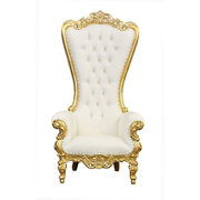 White and Gold Trim Throne Chair