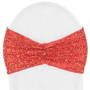 Red Rufflle Sequin Spandex Chair Band