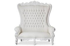 White and White Trim Loveseat Throne Chair