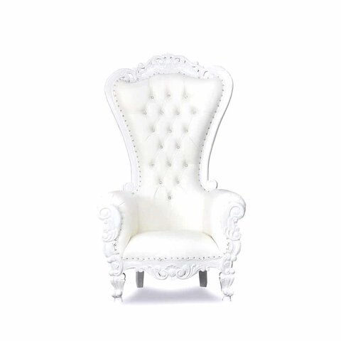White and White Trim Throne Chair