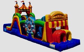(PRE-Order arrives May 2024) Carnival Themed 47 Foot Obstacle Course:  Process to begin TSSA Licensing for Public Events will commence shortly.