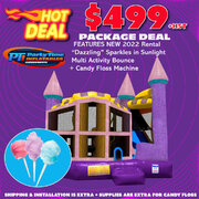 SAVE $99 NEW 2022 "Dazzling" Multi Activity Bounce + Candy Floss Machine Rental