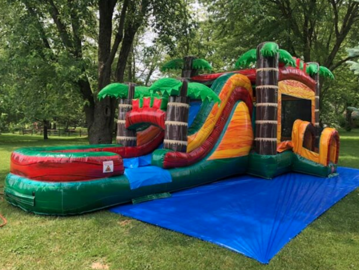 Tropical Splash Bounce House and Slide Combo! Weâve seen firsthand just how much fun this inflatable brings to every party, and we canât wait for you and your guests to experience it too!