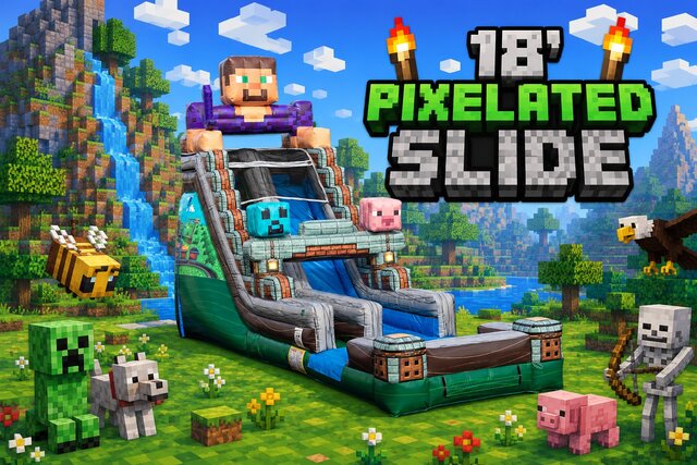 18' Pixelated Water Slide