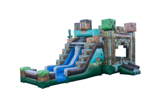 Wet or Dry Pixelated Bounce House and Slide Combo