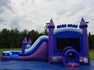 Wet or Dry Purple Ice Palace Bounce House and Slide Combo