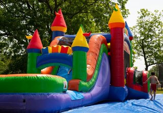 MEGA Rainbow Wet or Dry Bounce House and Slide Combo