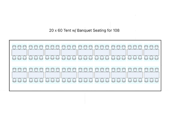 20×60 Tent Package – Banquet Seating for 108