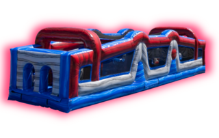 40 ft Red, White & Thrill Obstacle Course