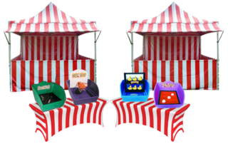 Ultimate Carnival Tent Package  with 2 Tents and 4 Carnival Tub Games 
