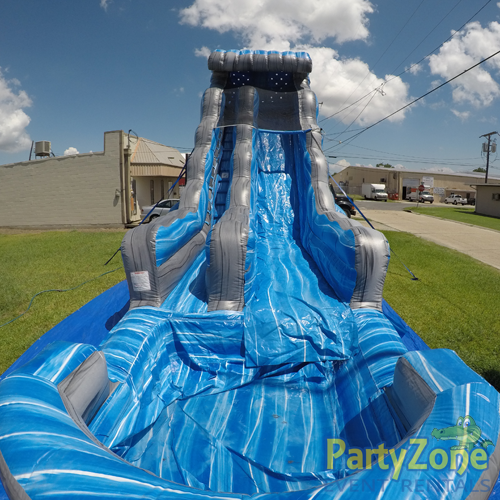 22ft Laguna Waves Water Slide Front View with Pool