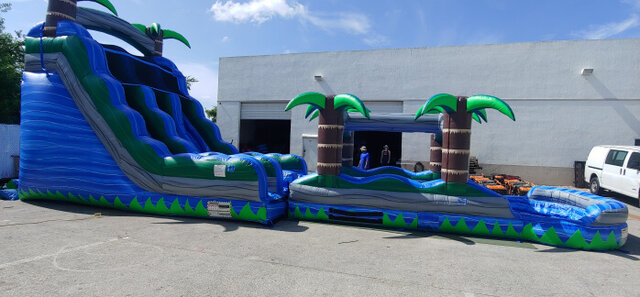 20' Tall - Bahama Breeze Dual Lane Waterslide w/ Slip n Slide