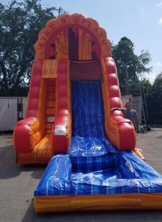 18' Tall - Fire and Splash Water Slide single lane