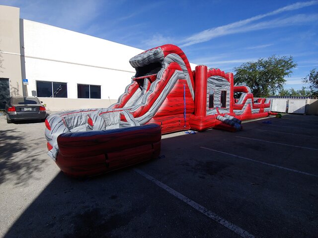 65' Long Inferno Obstacle Course / Dual Lane Slide Wet or Dry