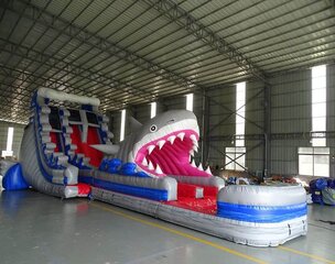 20' Tall - Great White Dual Lane Waterslide w// Slip N Slide