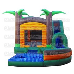 4 in 1 Paradise Jump & Splash- Single Lane  Wet or Dry