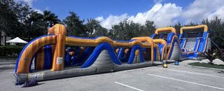 100' Long Xtreme Run Obstacle Course w/Rockwall & Dual Slides!