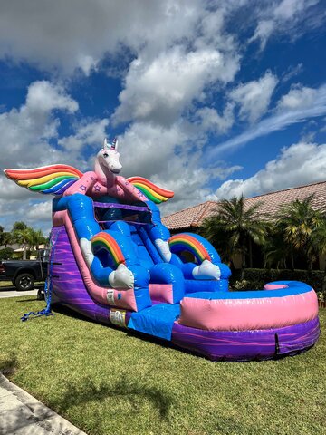 18' Tall - Unicorn Water Slide single lane