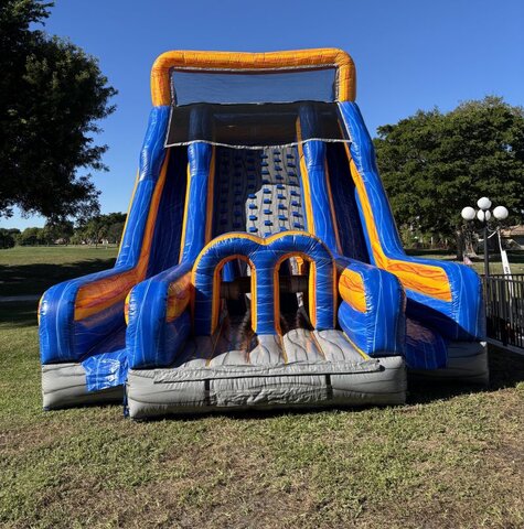 27' Tall Xtreme Run Rock Wall Climb Dual Lane Dry Slide