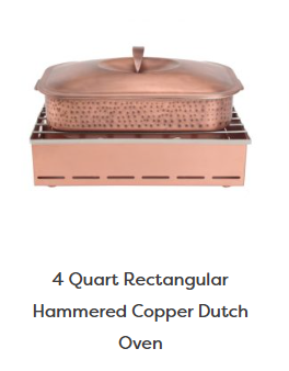 4qt Rectangular Hammered Copper Dutch Oven
