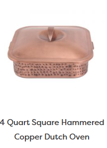 4qt Square Hammered Copper Dutch Oven