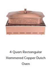 4qt Rectangular Hammered Copper Dutch Oven