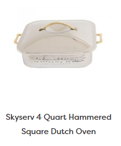 Skyserv 4 Quart Hammered Square Dutch Oven