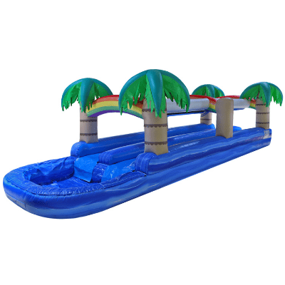 35ft Dual Lane Tropical Palm Slip N Slide with Pool