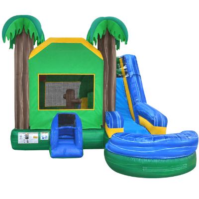 6 in 1 Tropical Bounce and Water Slide Combo with Pool