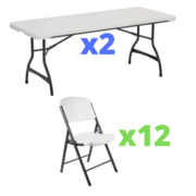 2 Tables and 12 Chairs White