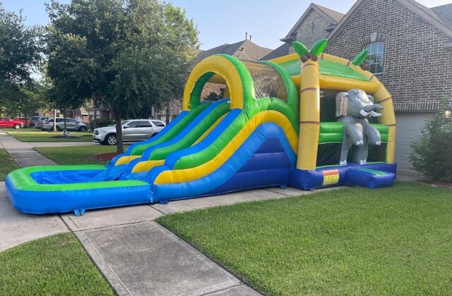 Elephant Combo Bouncer With Dry Slide