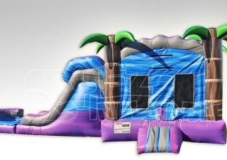 21ft Dual Lane Purple Tropical Combo Bouncer 