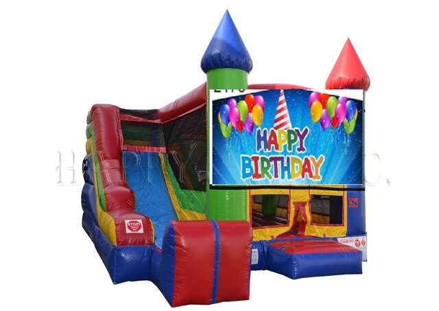 happy birthday bouncy house with slide DRY