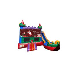 Christmas Marble Castle Bounce House with Slide 