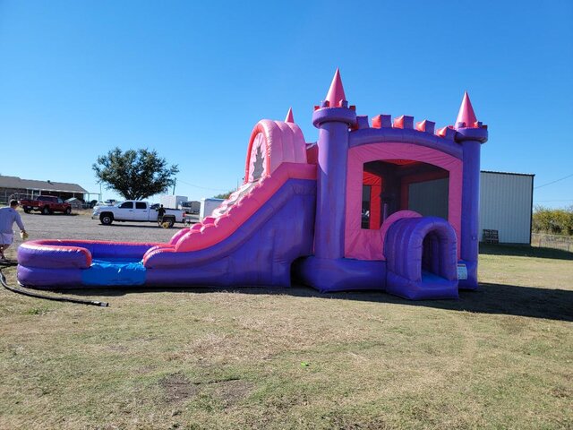 Pink Bounce House with Slide Rental