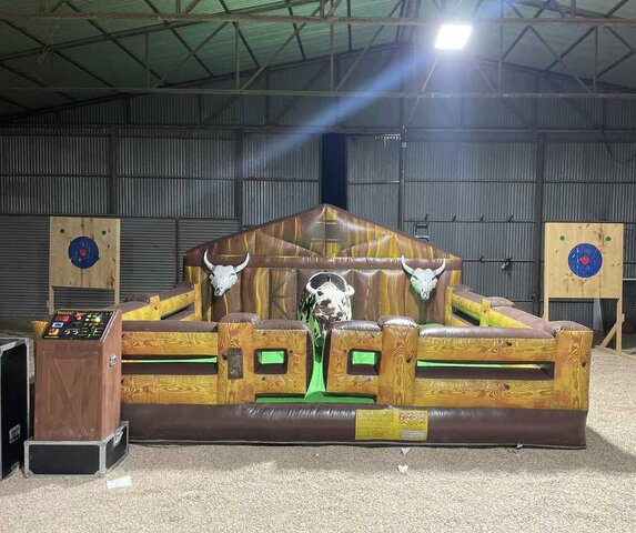 Mechanical bull rental for a warehouse party near Aledo