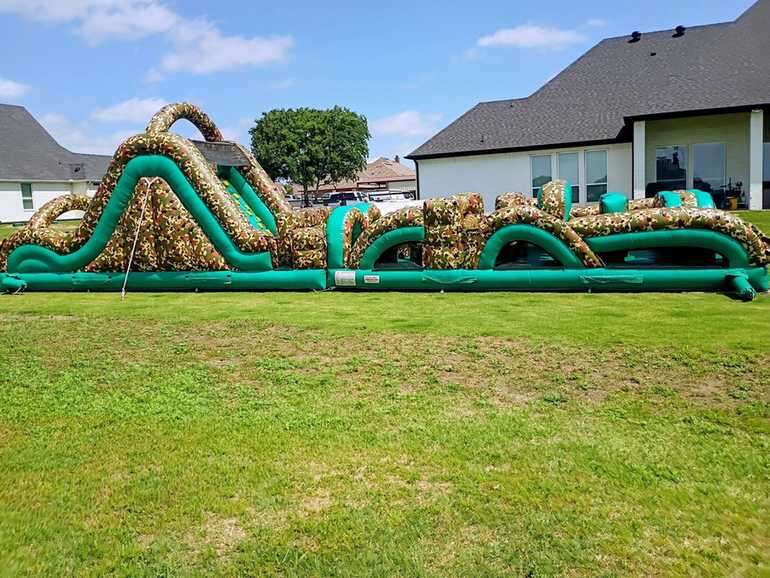Army themed inflatable obstacle course rental for a tween and teen birthday party in DFW Texas from…