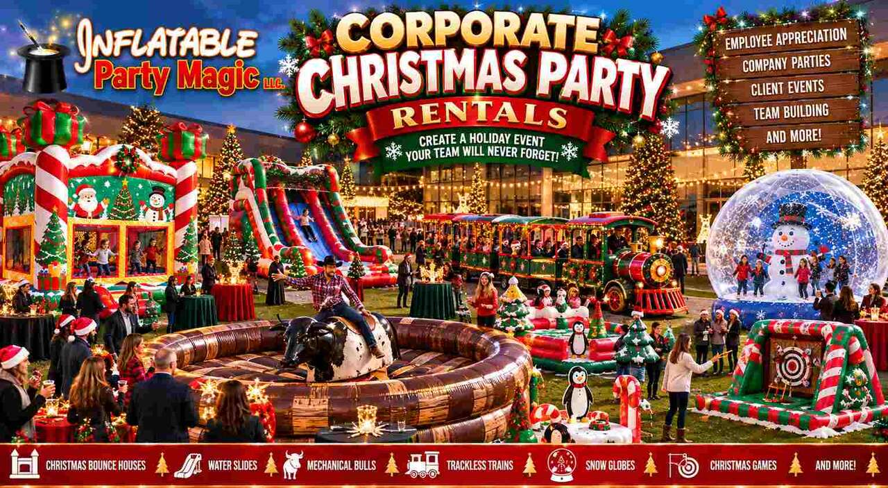 Corporate Christmas party rentals in DFW from Inflatable Party Magic