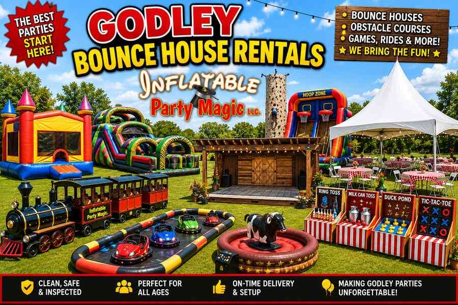 Bounce house rentals in Godley TX from Inflatable Party Magic -- themed and classic units delivered…