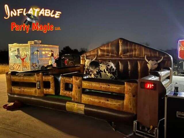 Mechanical bull rental near the West 7th entertainment district in Fort Worth Texas from Inflatable Party Magic