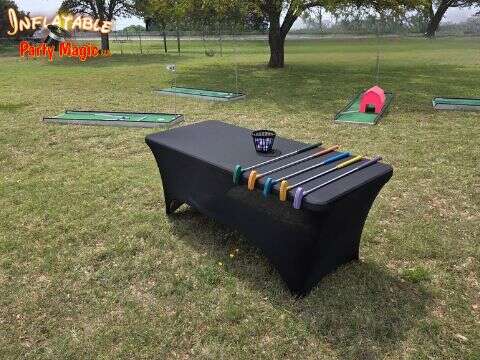 Portable mini golf rental set up for an event in Southlake TX by Inflatable Party Magic