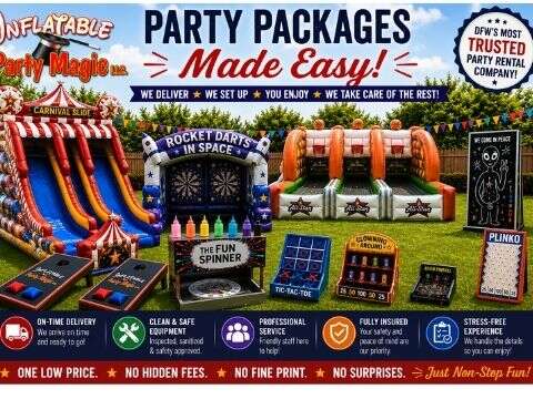 Party package rentals in Southlake TX from Inflatable Party Magic with bounce houses water slides ta…