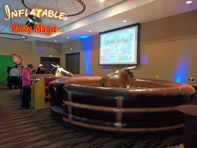 Ride-Off Dueling Mechanical Bull rental set up at the Tarrant County Convention Center in Fort Worth from Inflatable Party Magic